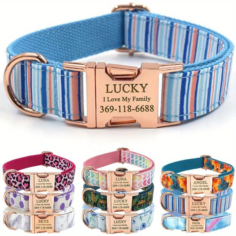 Personalized Dog Collar with Engraved Name and Phone for Medium and Large Dogs