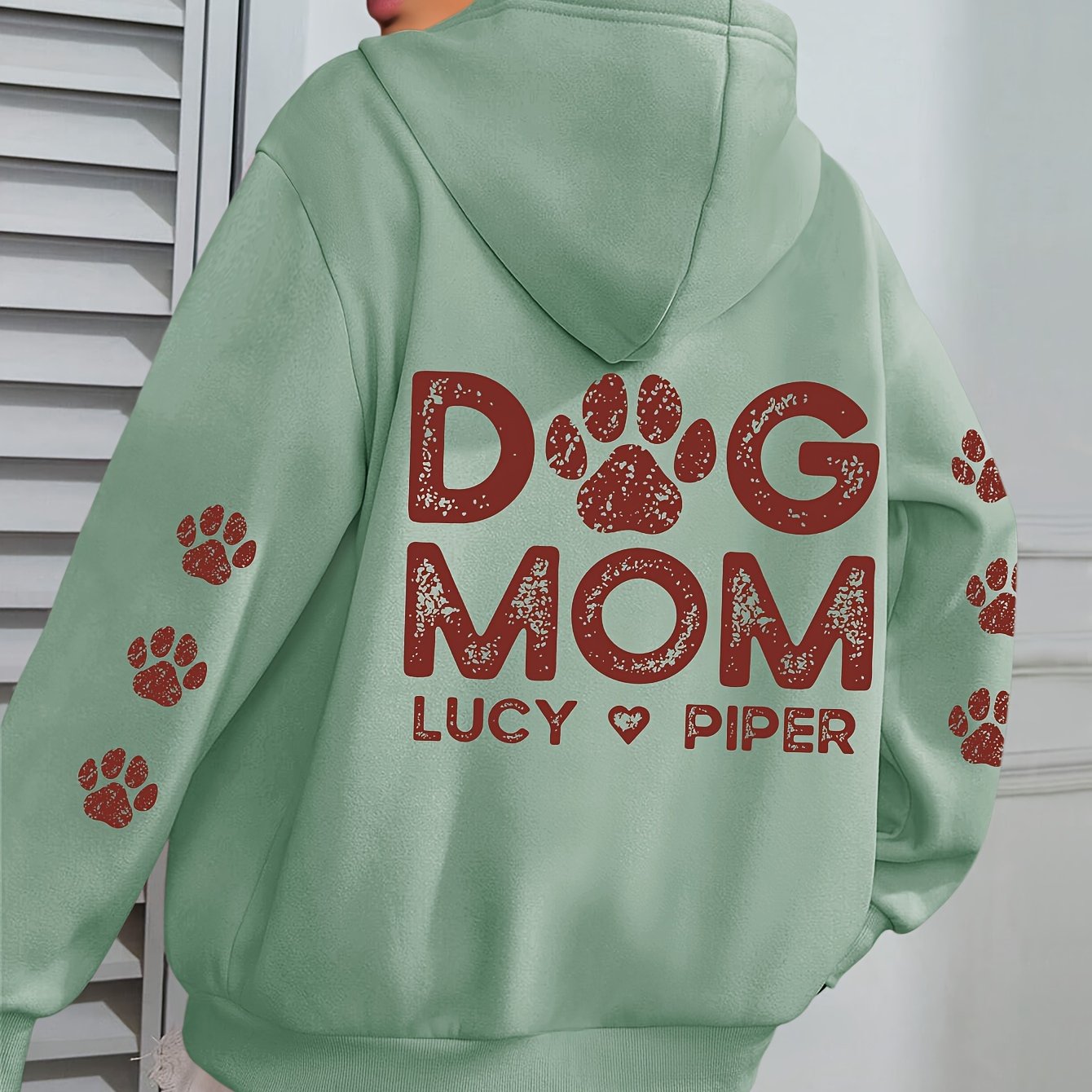 Plus Size Dog Mom Print Hoodie Casual Sweatshirt for Women with Pocket Winter and Fall