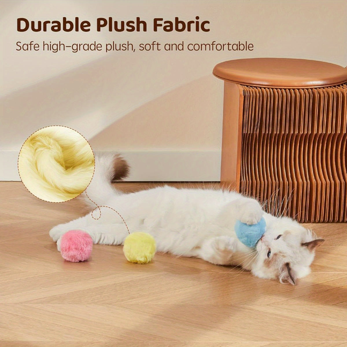 Chirping Cat Toy Balls with SilverVine 3 Pack Fluffy Interactive Kicker with Animal Sounds