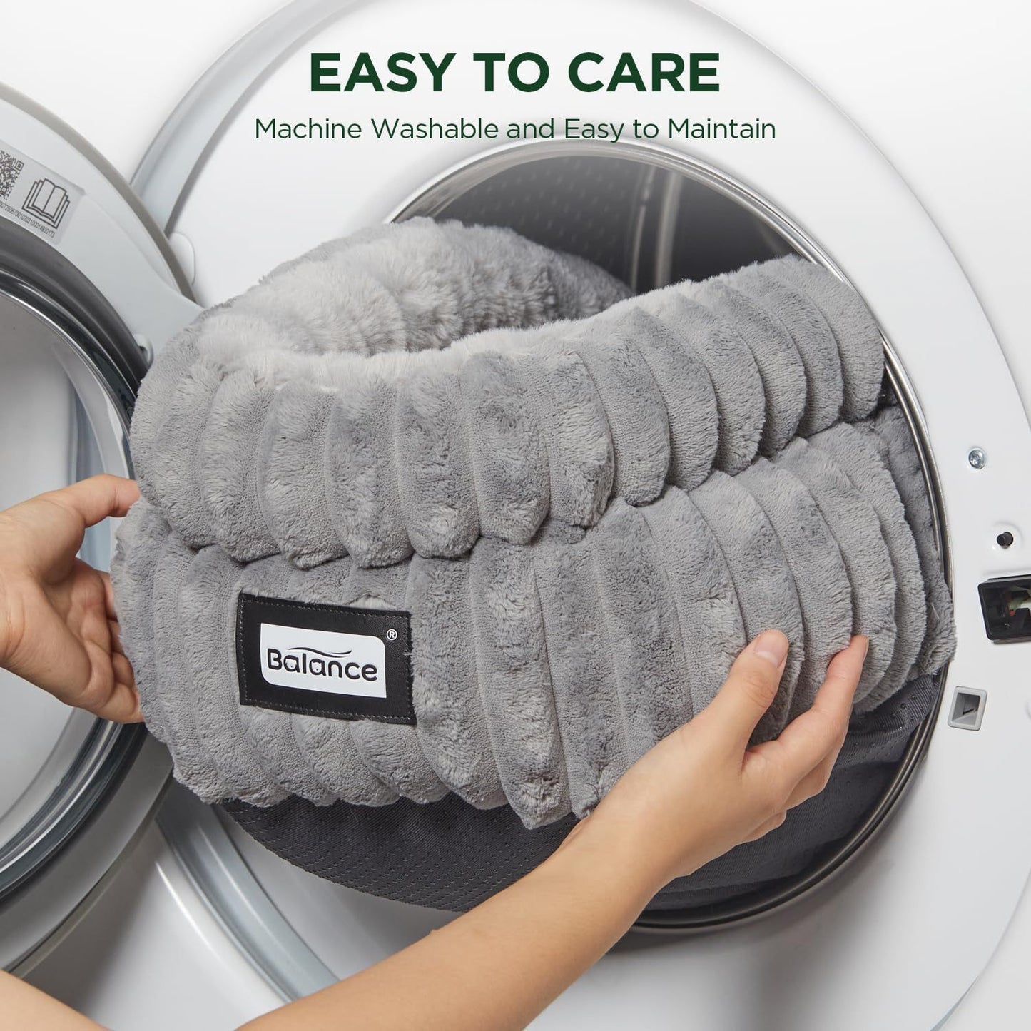 Washable Round Cat Bed for Indoor Cats Soft Plush Faux Fur Pet Bed with Anti-Slip Bottom