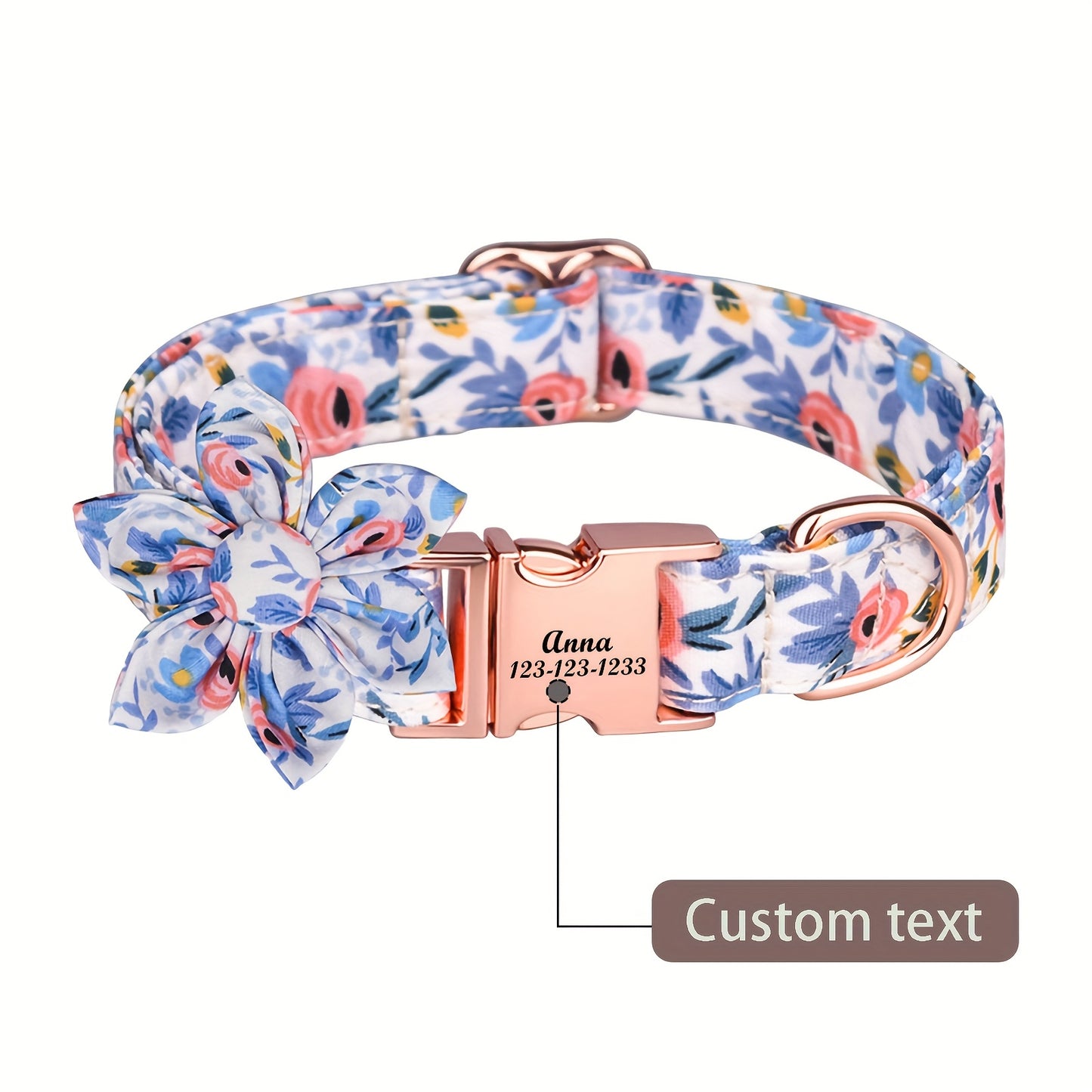 Customized Floral Dog Collar With Bowknot Decoration for Large Medium and Small Dogs