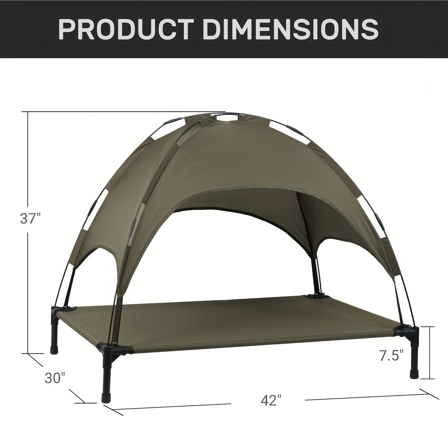 Heeyoo 42 Inch Raised Dog Bed with Canopy for Indoor Outdoor Use and UV Protection