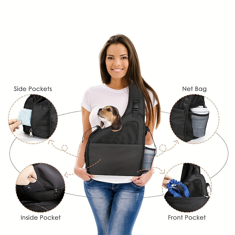 Hands Free Dog Sling Carrier for Small Dogs with Adjustable Straps and Storage Pocket