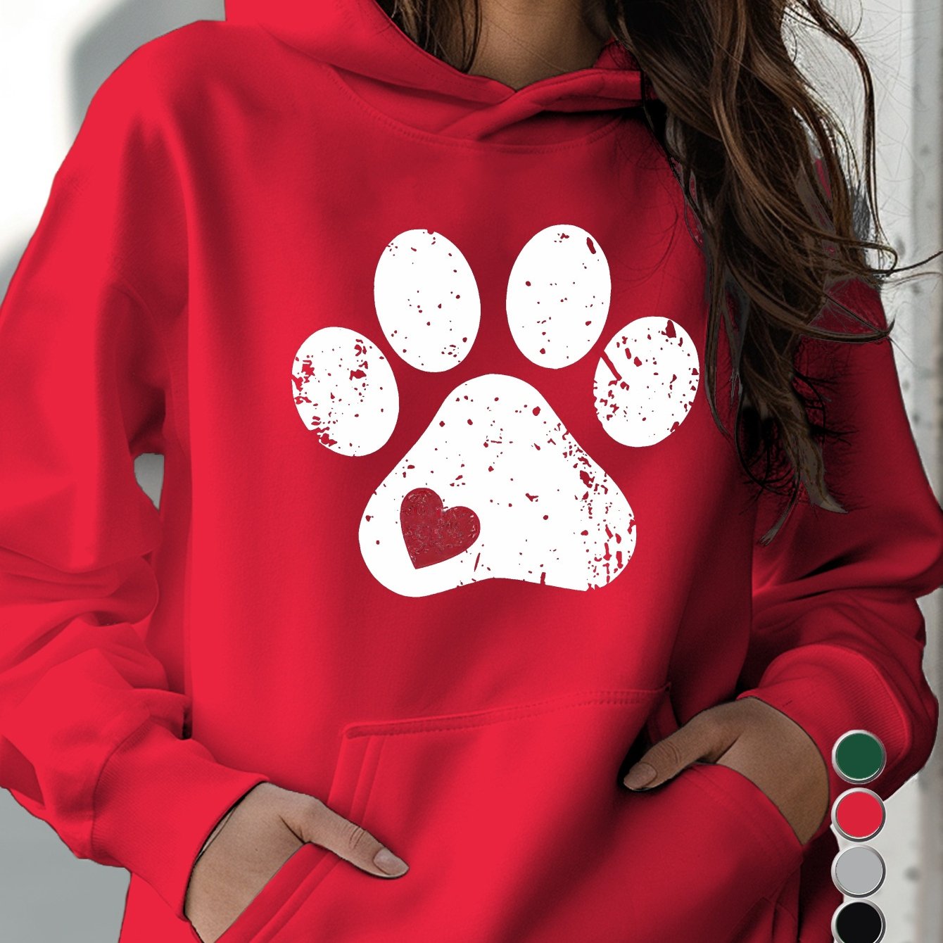 Love Paw Women's Hoodies Geometric Pattern 100 Percent Polyester Micro Elasticity