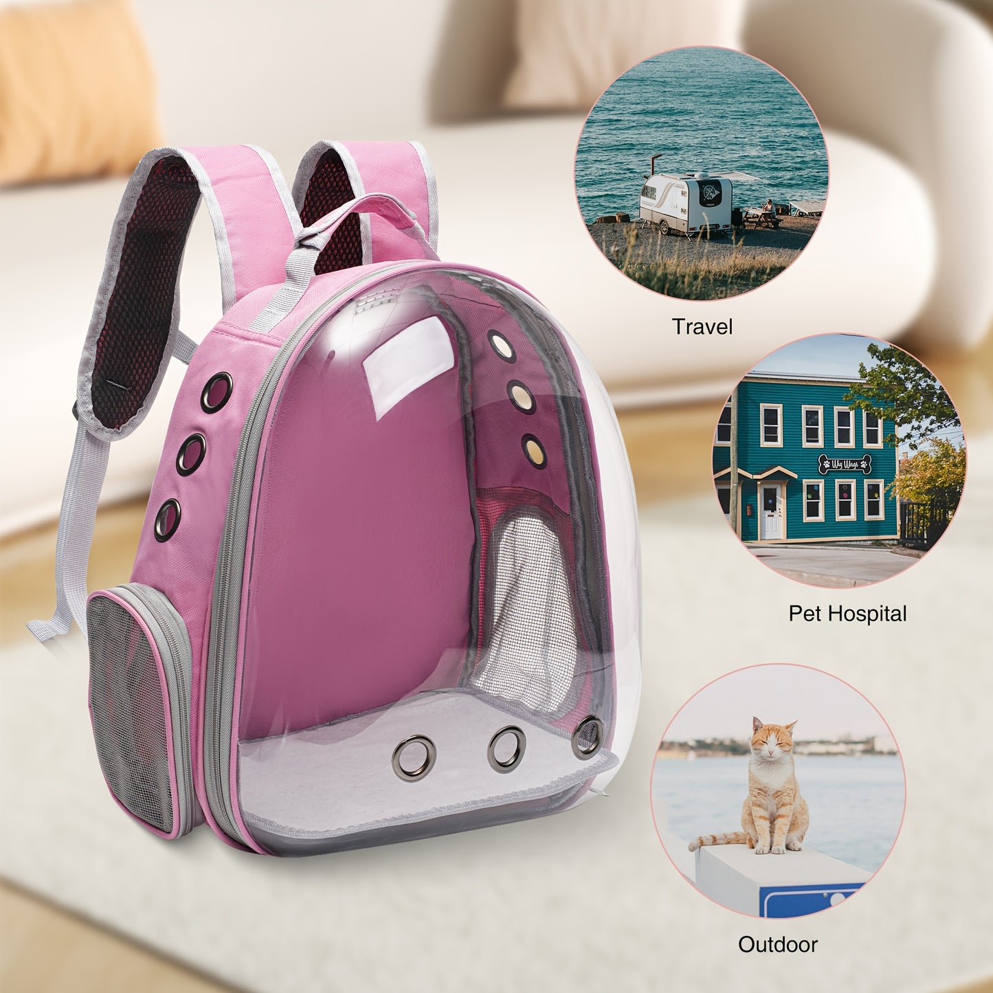 VIVICREATE Cat Backpack Carrier Ventilated Space Capsule Design for Outdoor Travel and Vet Visits