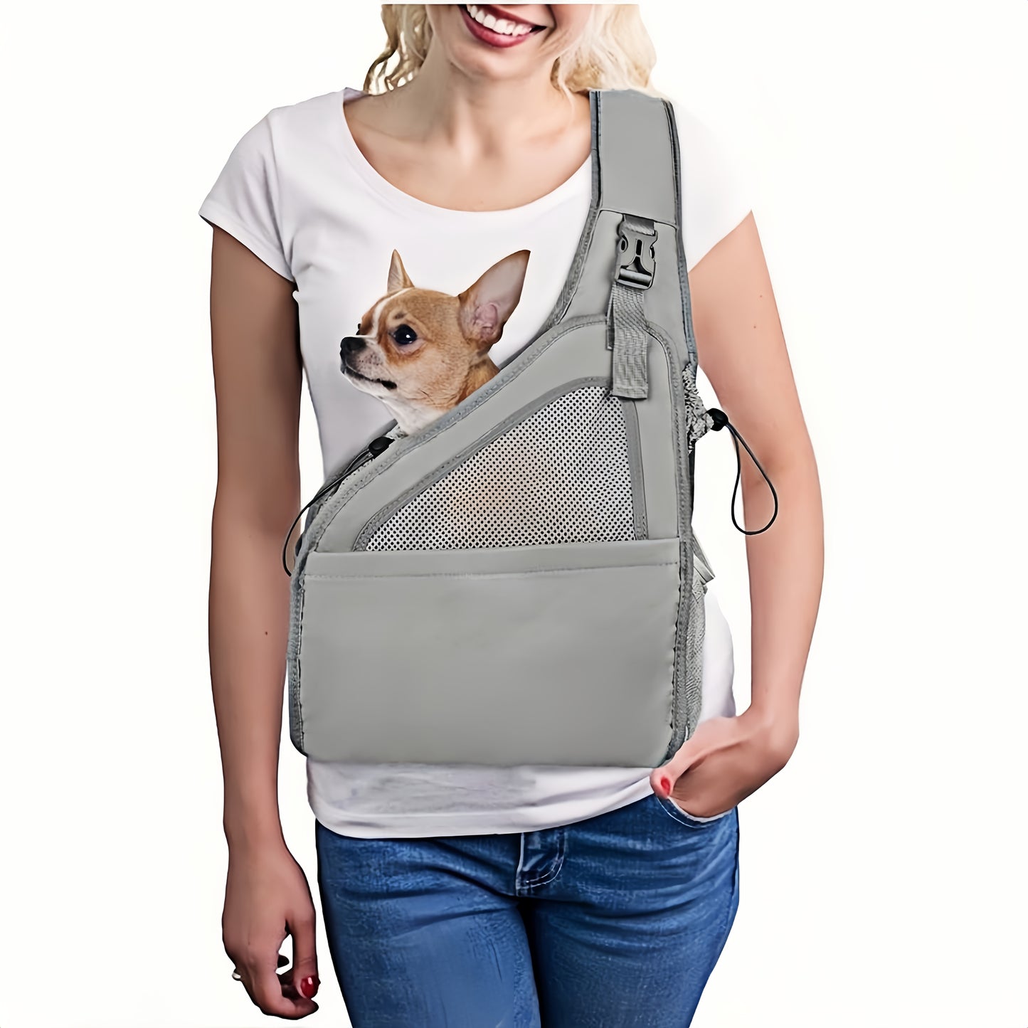Hands Free Dog Sling Carrier for Small Dogs with Adjustable Straps and Storage Pocket