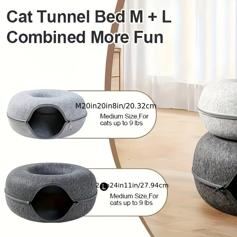 Felt Cat Beds and Interactive Tunnel Cave Toys for Cats - Scratch Resistant and Stylish Design