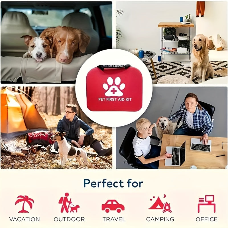 91pcs Portable Pet First Aid Kit for Dogs and Cats Ideal for Hiking Camping and Travel