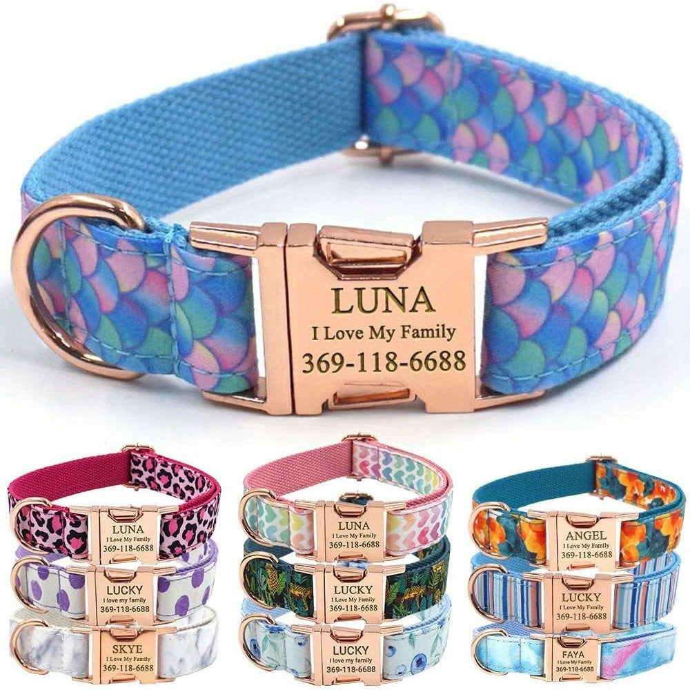 Personalized Dog Collar with Engraved Name and Phone for Medium and Large Dogs