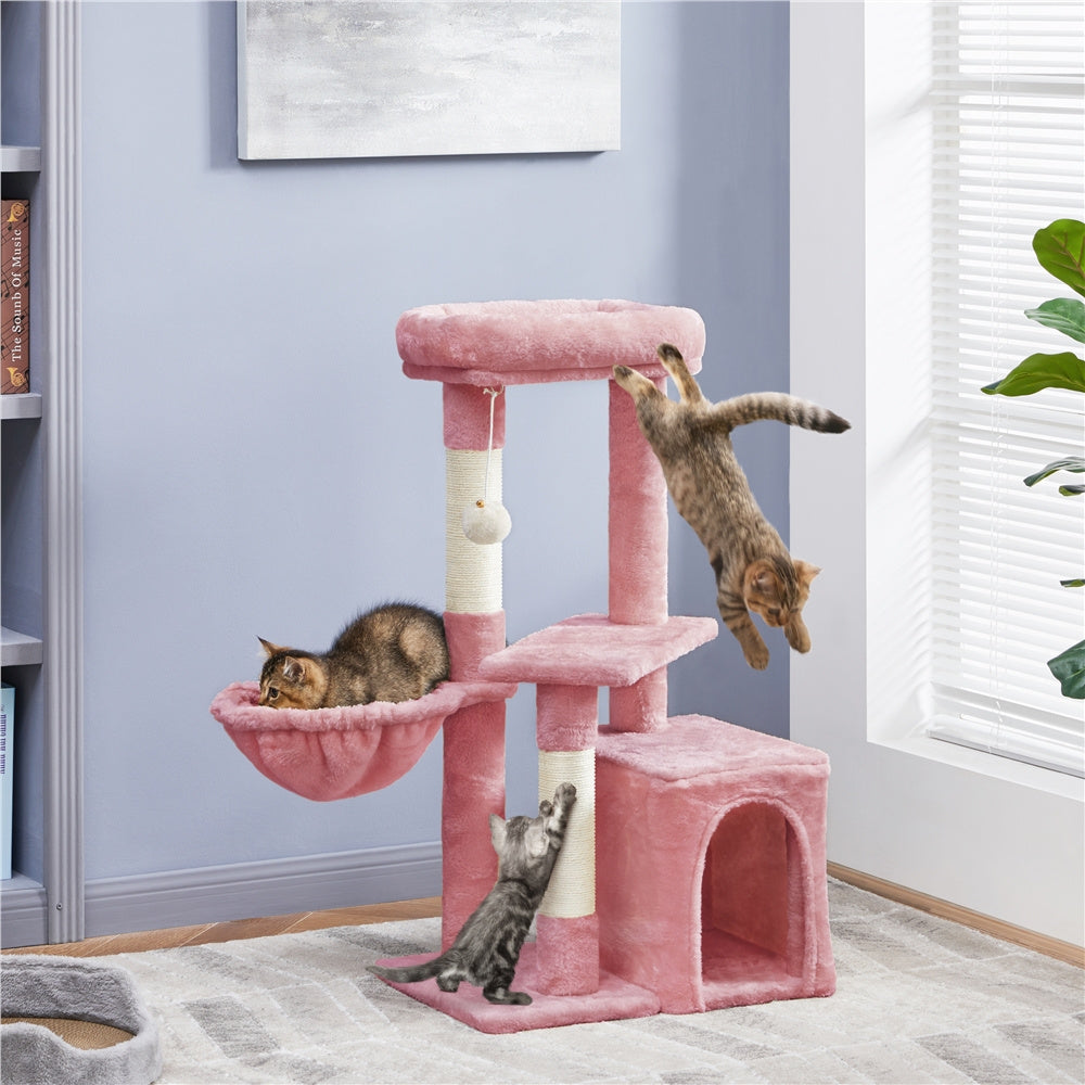 Costoffs 34.5 Inch Plush Cat Tree Activity Center with Condo Nest Platform and Basket