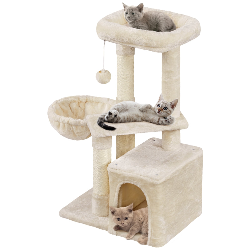 Costoffs 34.5 Inch Plush Cat Tree Activity Center with Condo Nest Platform and Basket
