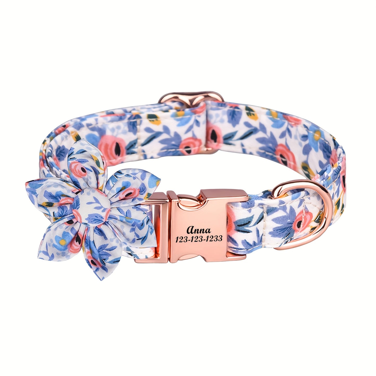 Customized Floral Dog Collar With Bowknot Decoration for Large Medium and Small Dogs