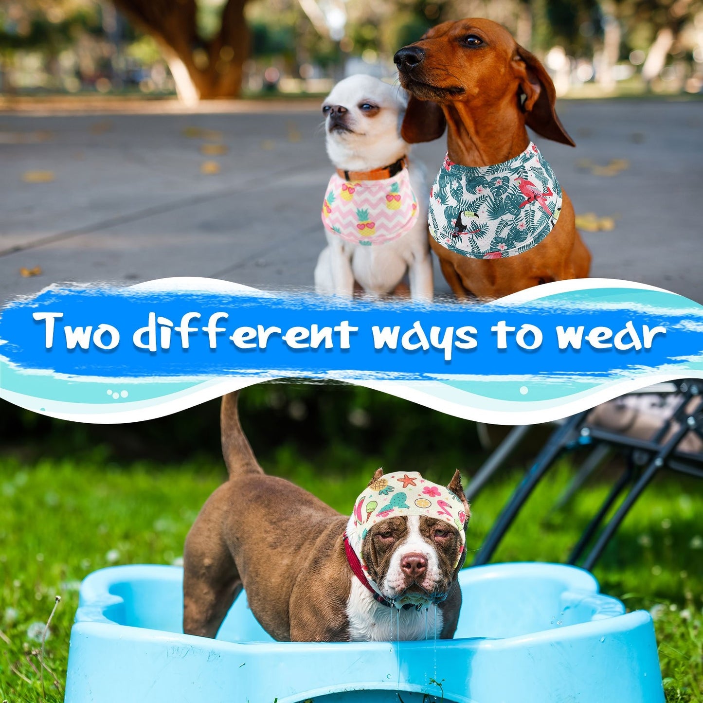 20 Pack Dog Cooling Bandanas Quick Dry Adjustable Neck Wraps for Small Medium Dogs