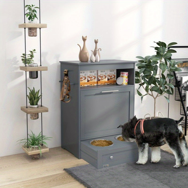 PawHut Large Dog Food Storage Container With Bowls Modern
