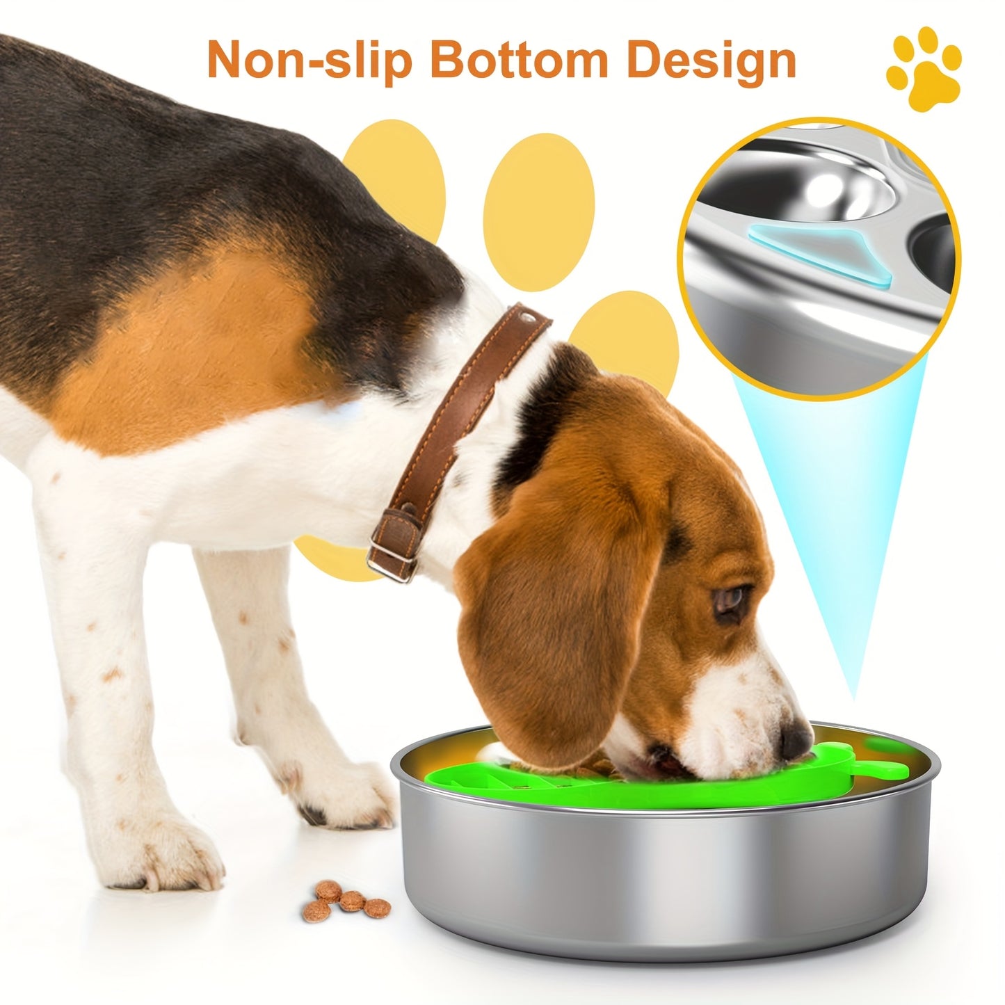Stainless Steel Bee-Styled Slow Feeder Dog Bowl with Non-Slip Base for Healthy Digestion