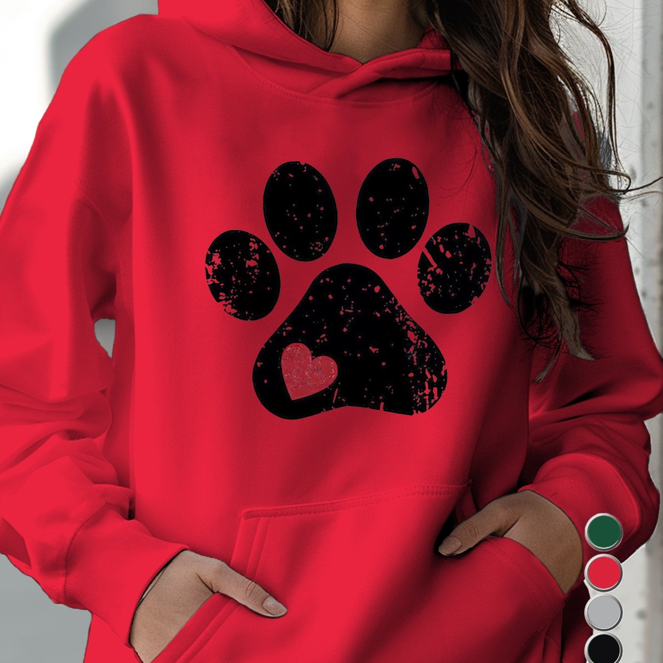 Love Paw Women's Hoodies Geometric Pattern 100 Percent Polyester Micro Elasticity