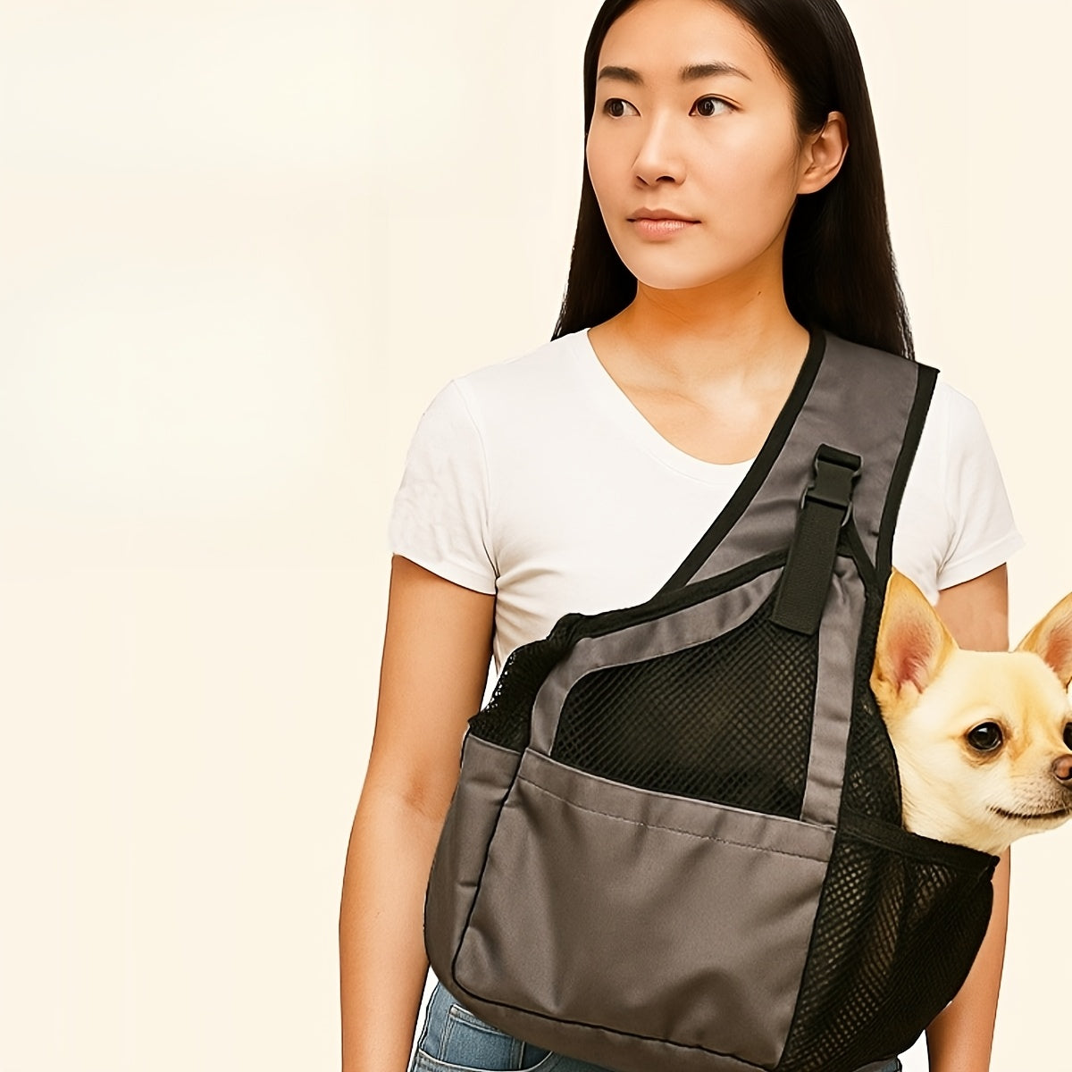 Hands Free Dog Sling Carrier for Small Dogs with Adjustable Straps and Storage Pocket