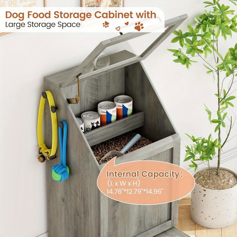 Modern Grey Dog Feeding Station With Elevated Bowls