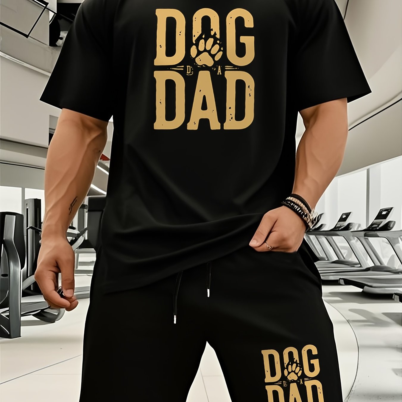 Men's Cotton Dog Dad T-Shirt and Shorts Set Comfortable Casual Summer Outfit for Dog Lovers