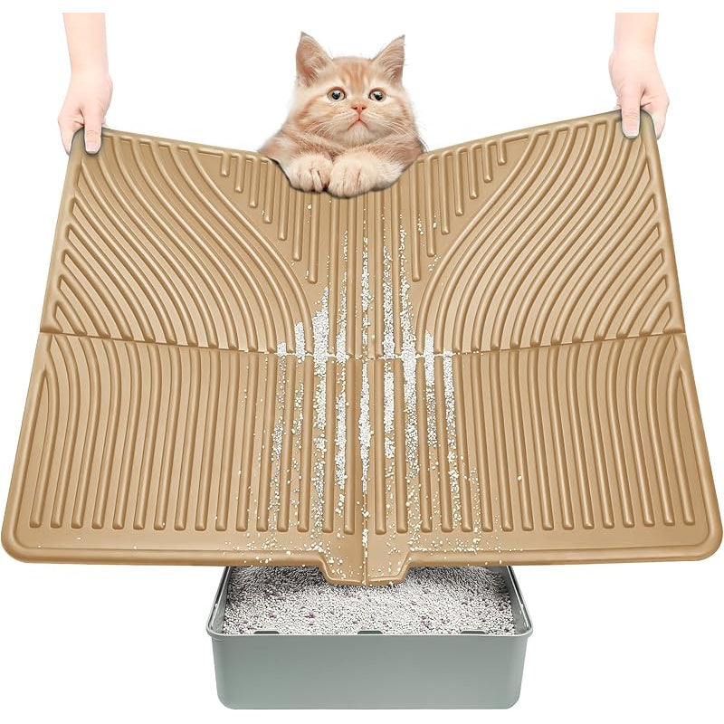 Large Waterproof Cat Litter Mat 31 Inch x 24 Inch Soft EVA Foam Easy Clean Scatter Control Pad