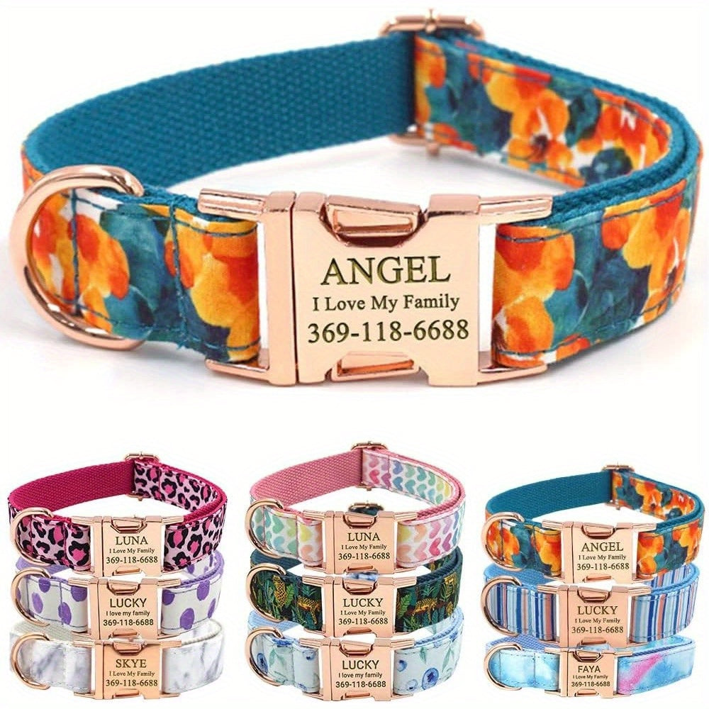 Personalized Dog Collar with Engraved Name and Phone for Medium and Large Dogs