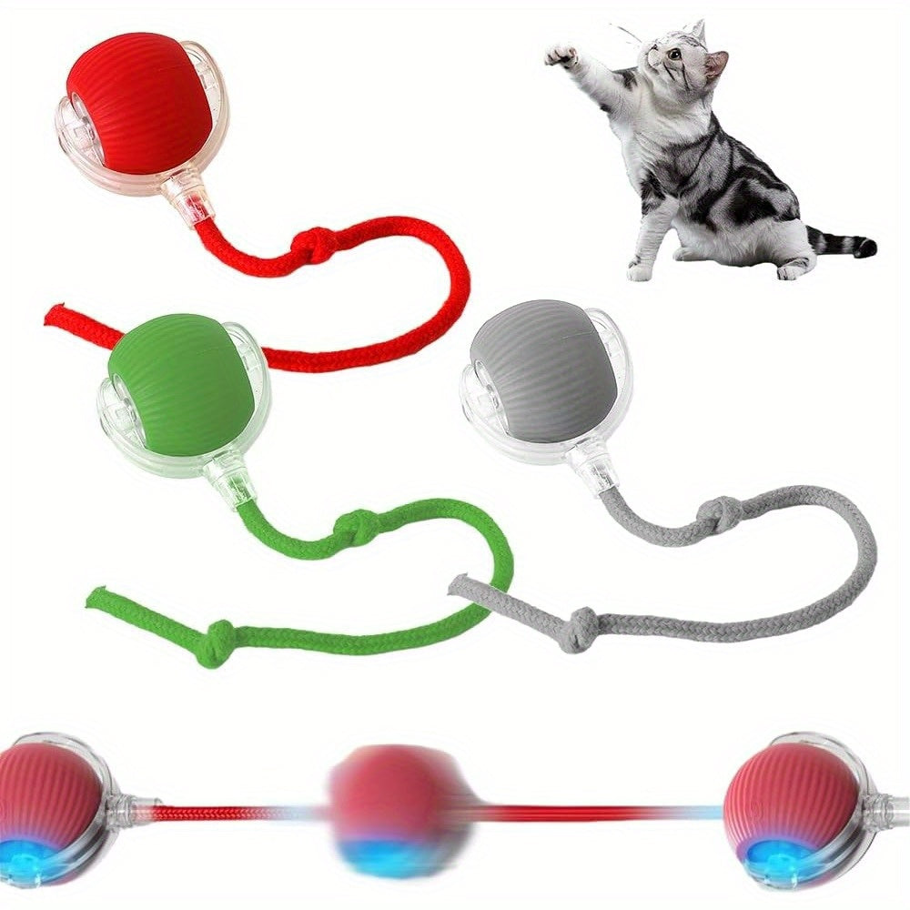 3pcs Smart 360 Degree Rolling Pet Ball Set with USB Charging LED Light for Cats and Dogs