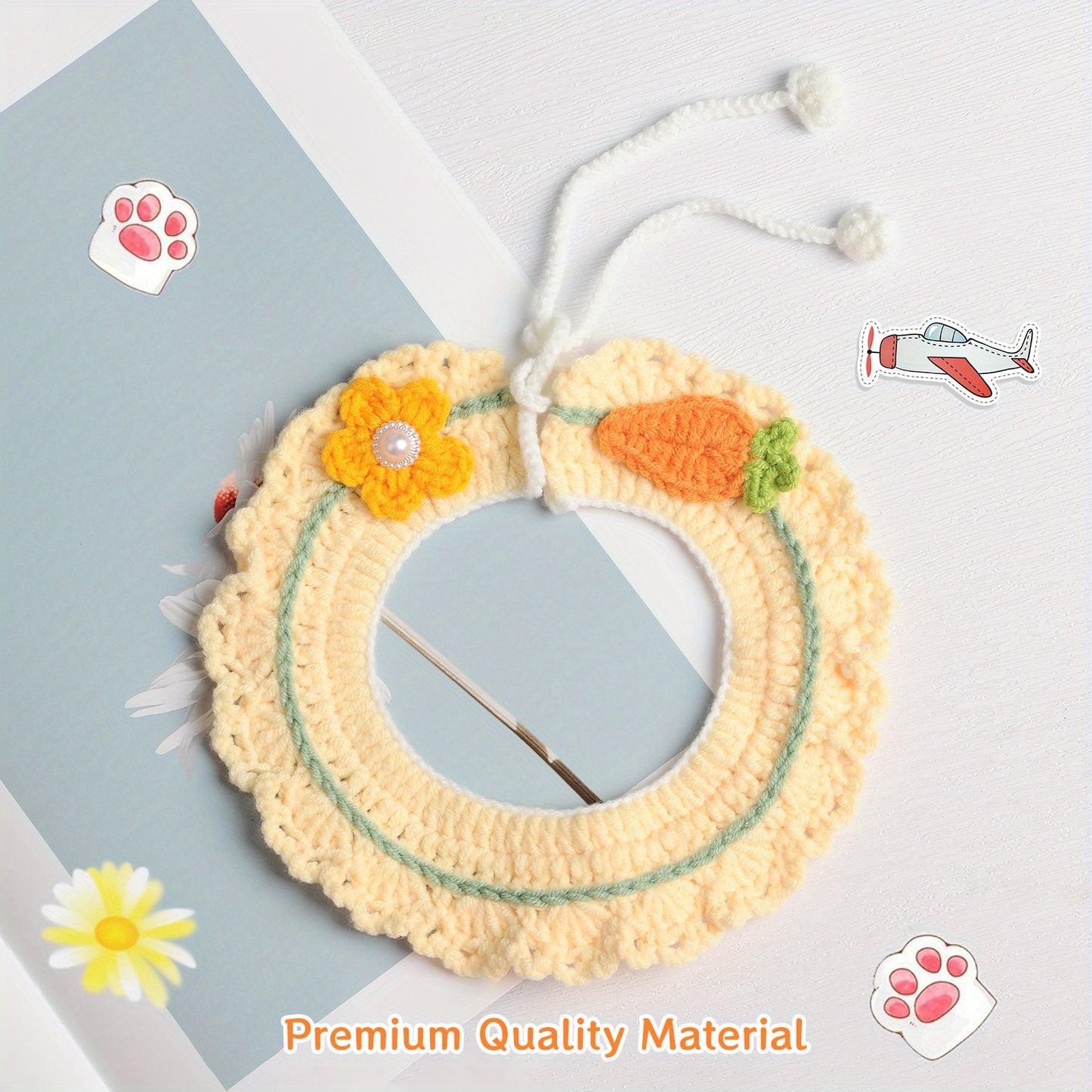 4pcs Handmade Knitted Pet Scarf Set Cute Doll Accessories for Cats and Dogs Christmas Gift