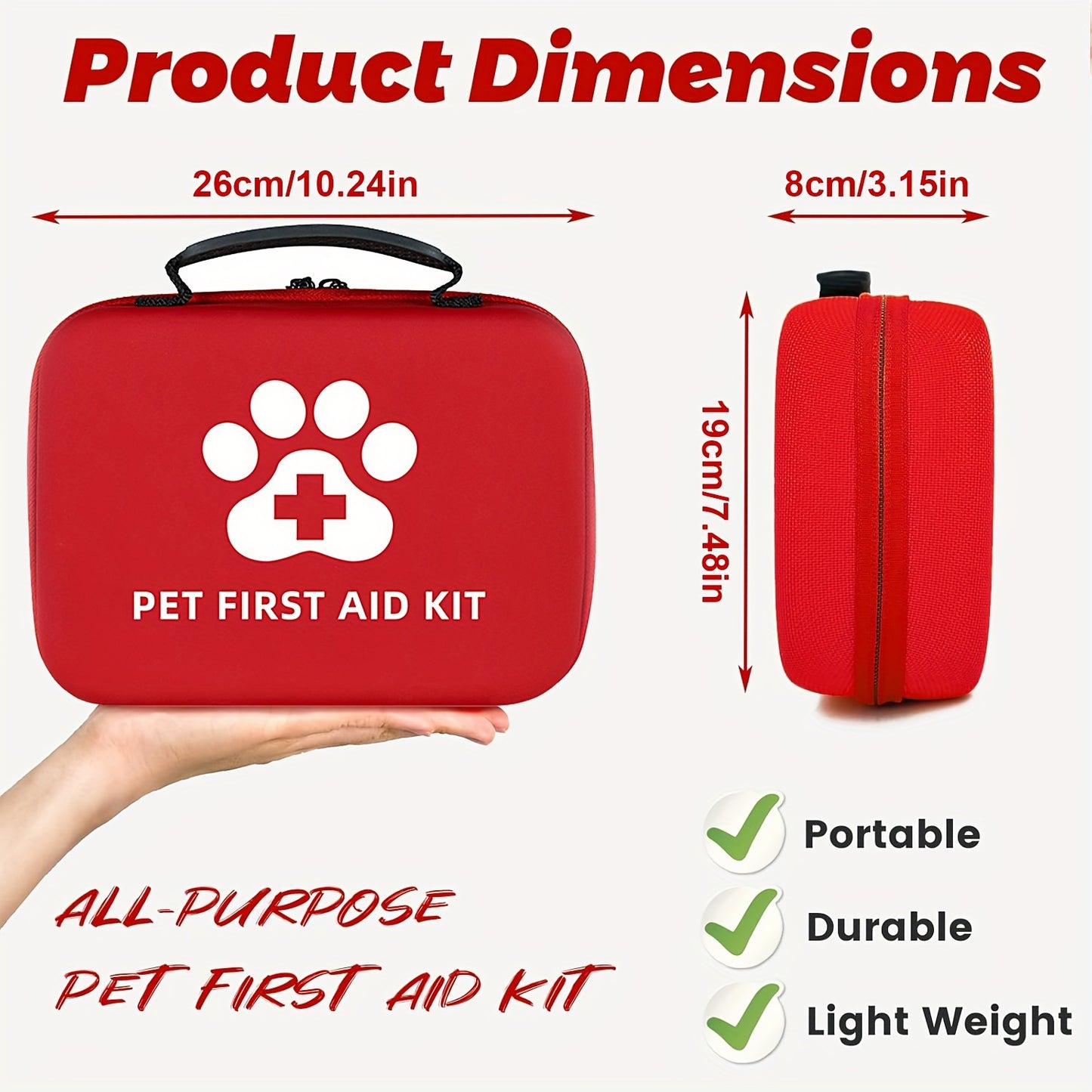 91pcs Portable Pet First Aid Kit for Dogs and Cats Ideal for Hiking Camping and Travel