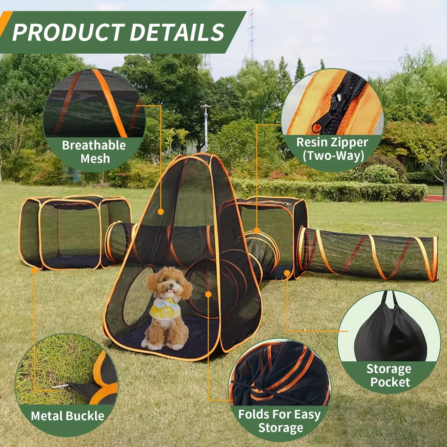 6-in-1 Foldable Pet Playpen With Tunnel And Tent Outdoor