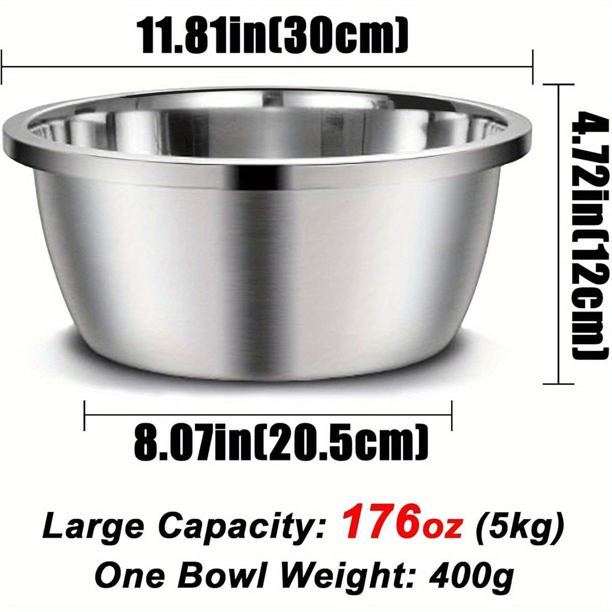 Stainless Steel Large Dog Bowl Set of 2 High Capacity 176oz Heavy Duty BPA Free
