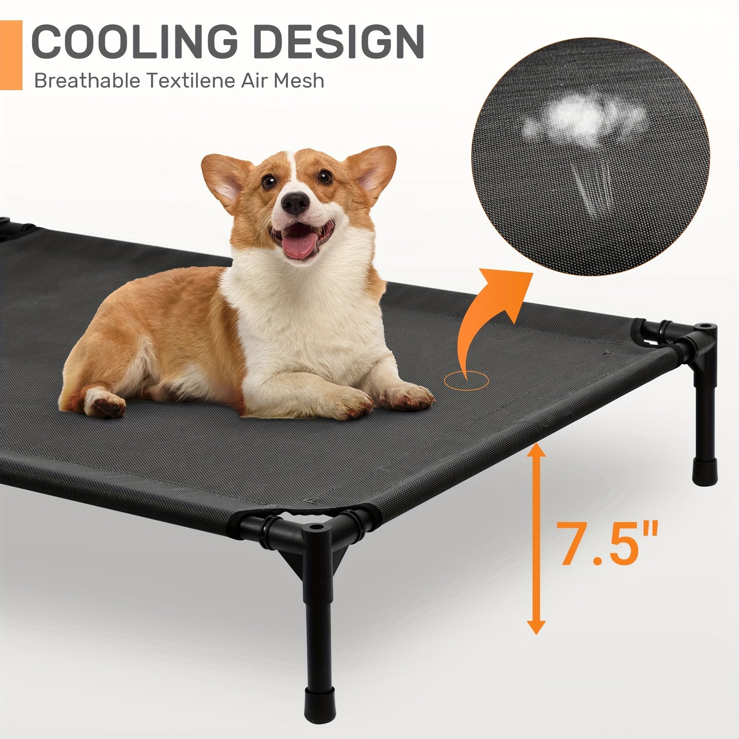 Heeyoo 42 Inch Raised Dog Bed with Canopy for Indoor Outdoor Use and UV Protection