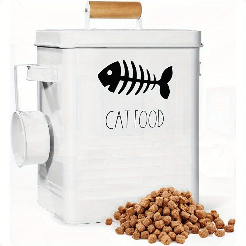 Airtight Cat Food Storage Container With Metal Lids