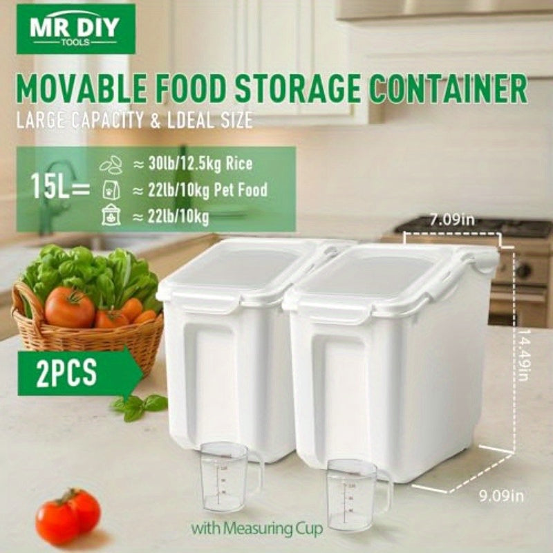 2 Pack Large Airtight Dog Food Bins With Wheels 10 Gal