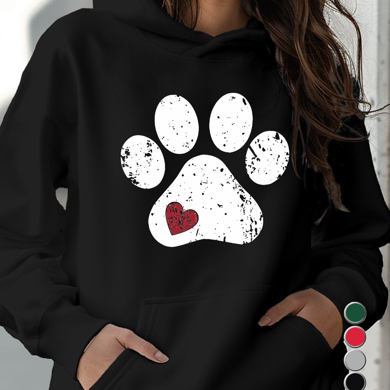 Love Paw Women's Hoodies Geometric Pattern 100 Percent Polyester Micro Elasticity