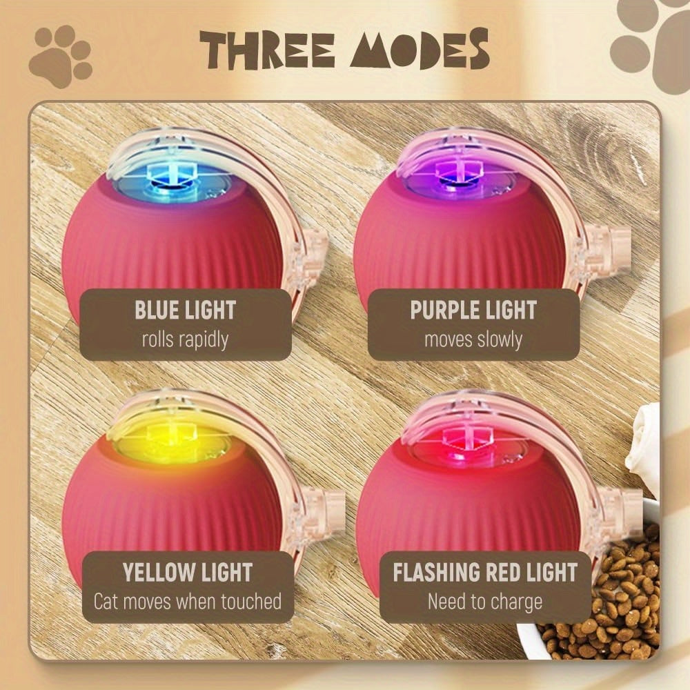 3pcs Smart 360 Degree Rolling Pet Ball Set with USB Charging LED Light for Cats and Dogs