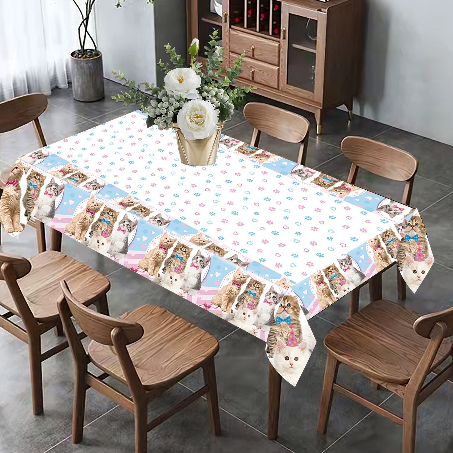 101PCS Cat Birthday Decorations Party Supplies Tableware for Kitten Girls Birthday Celebration