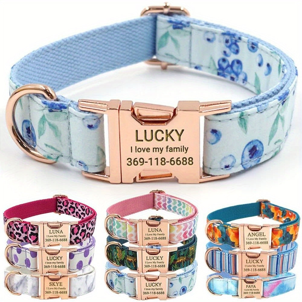 Personalized Dog Collar with Engraved Name and Phone for Medium and Large Dogs