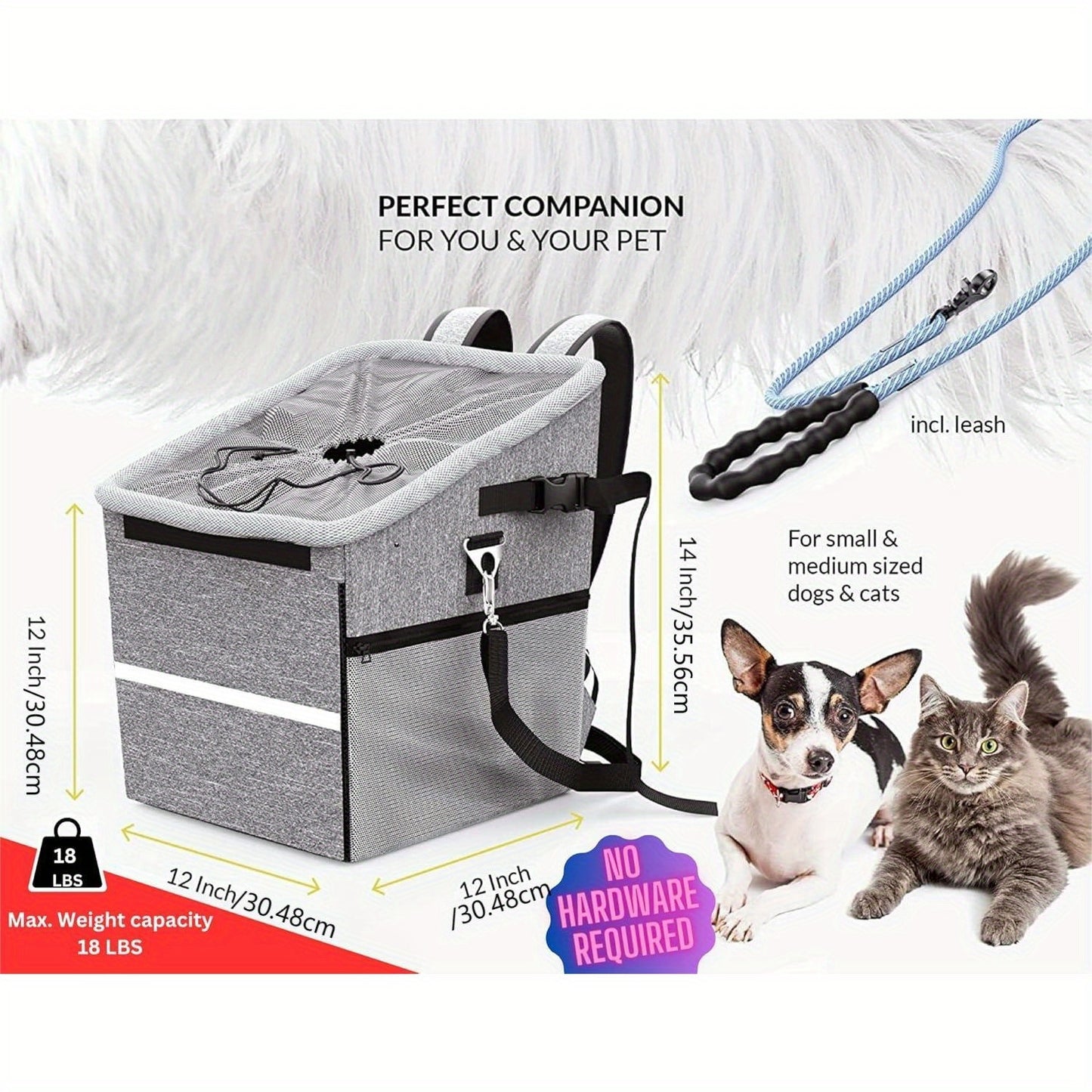 Detachable Dog Bike Front Basket with Breathable Mesh for Small and Medium Pets