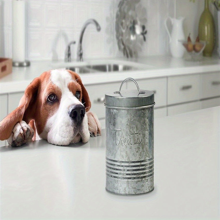 Amici Pet Retro Galvanized Treat Canister 72oz Push Top