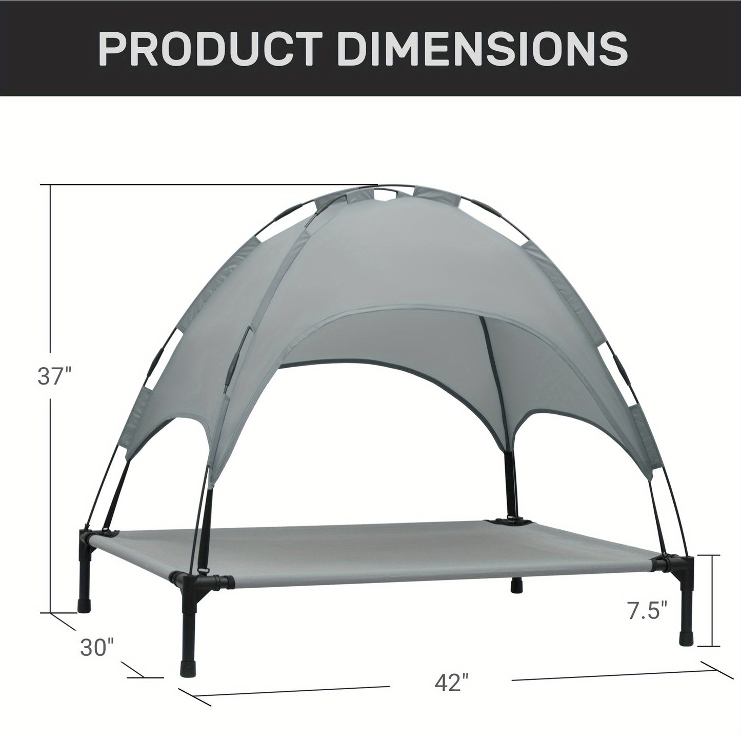Heeyoo 42 Inch Raised Dog Bed with Canopy for Indoor Outdoor Use and UV Protection