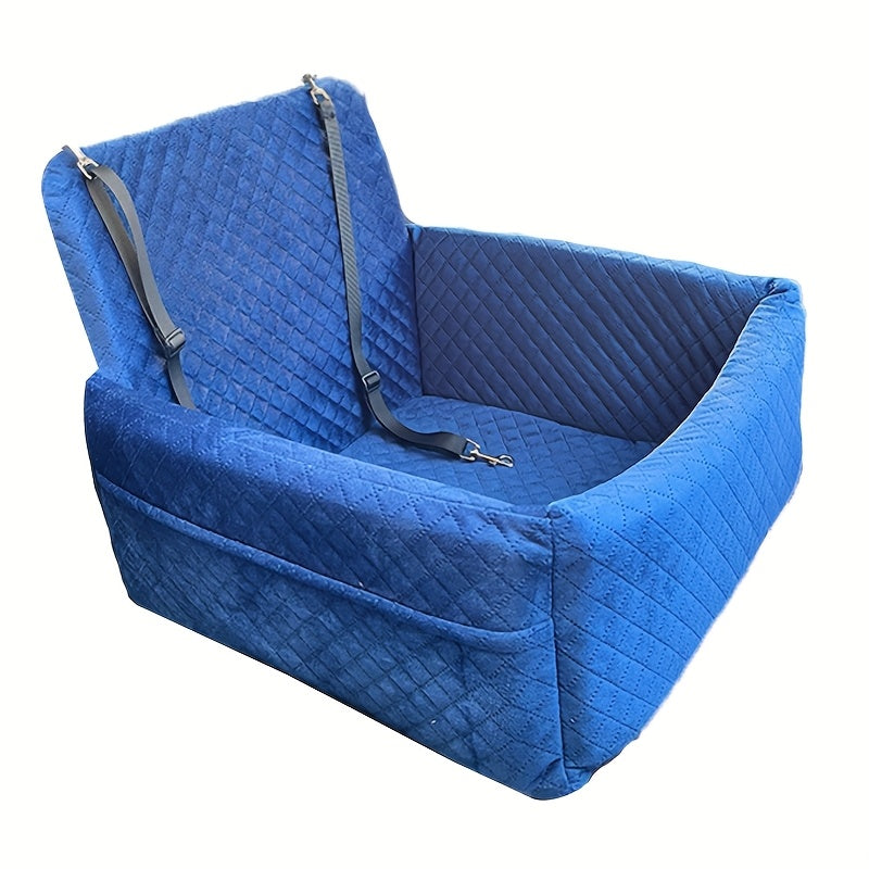 Deluxe Portable Dog Car Seat Stylish Travel Carrier with Safety Strap for Small Dogs