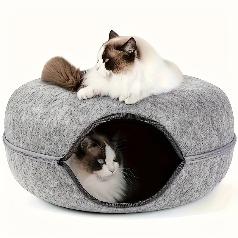 Felt Cat Beds and Interactive Tunnel Cave Toys for Cats - Scratch Resistant and Stylish Design