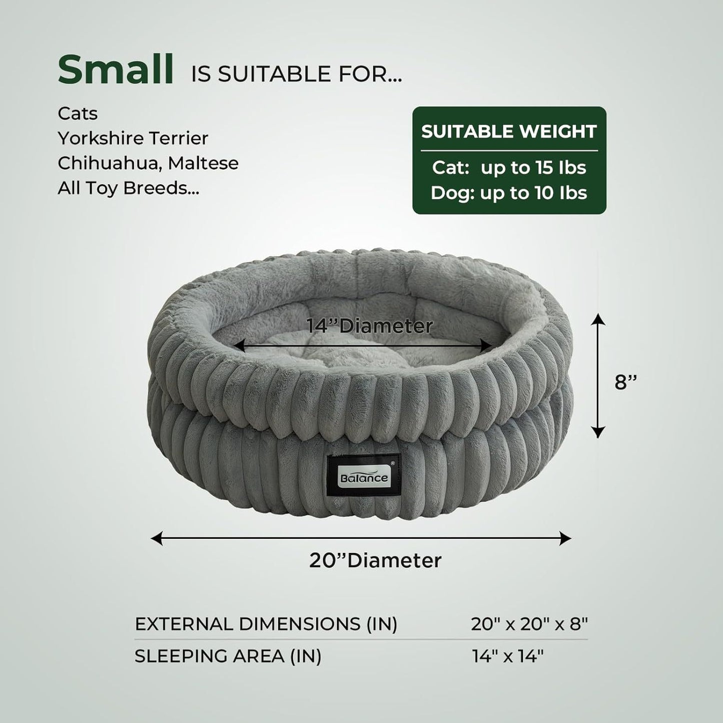 Washable Round Cat Bed for Indoor Cats Soft Plush Faux Fur Pet Bed with Anti-Slip Bottom