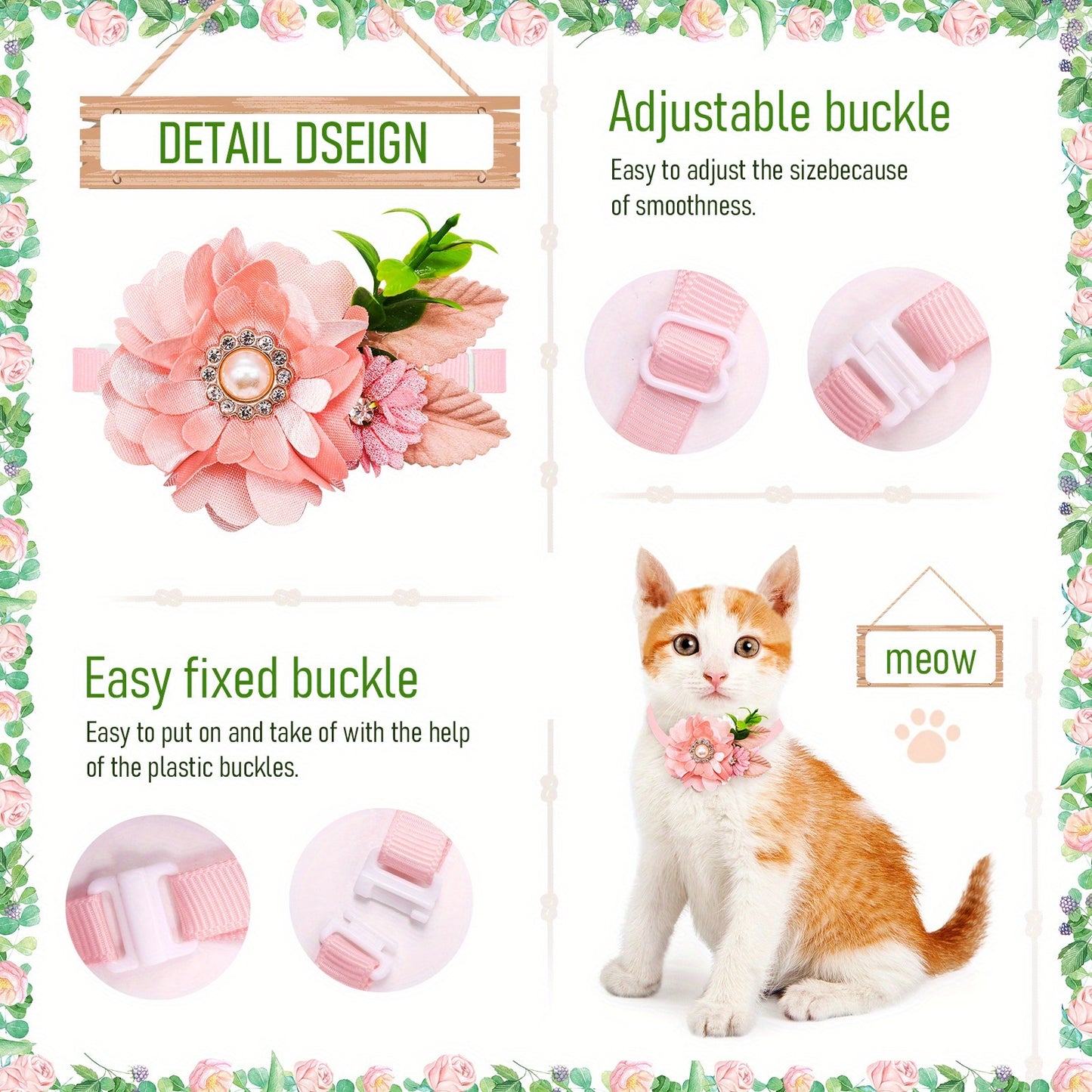 10 Pcs Floral Dog Bowties with Pearls for Weddings Parties and Photo Shoots