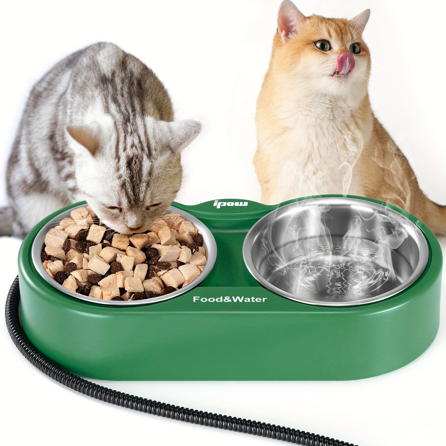 Heated Cat Bowl Outdoor Dual Stainless Bowls BPA Free