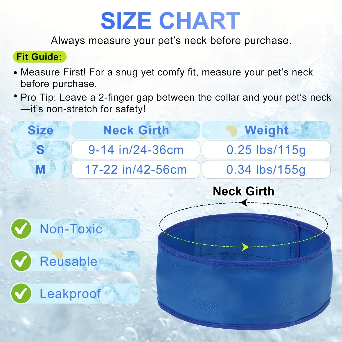 Dog Cooling Bandana Set of 2 Adjustable Ice Neck Cooler for Summer Heat Relief Blue