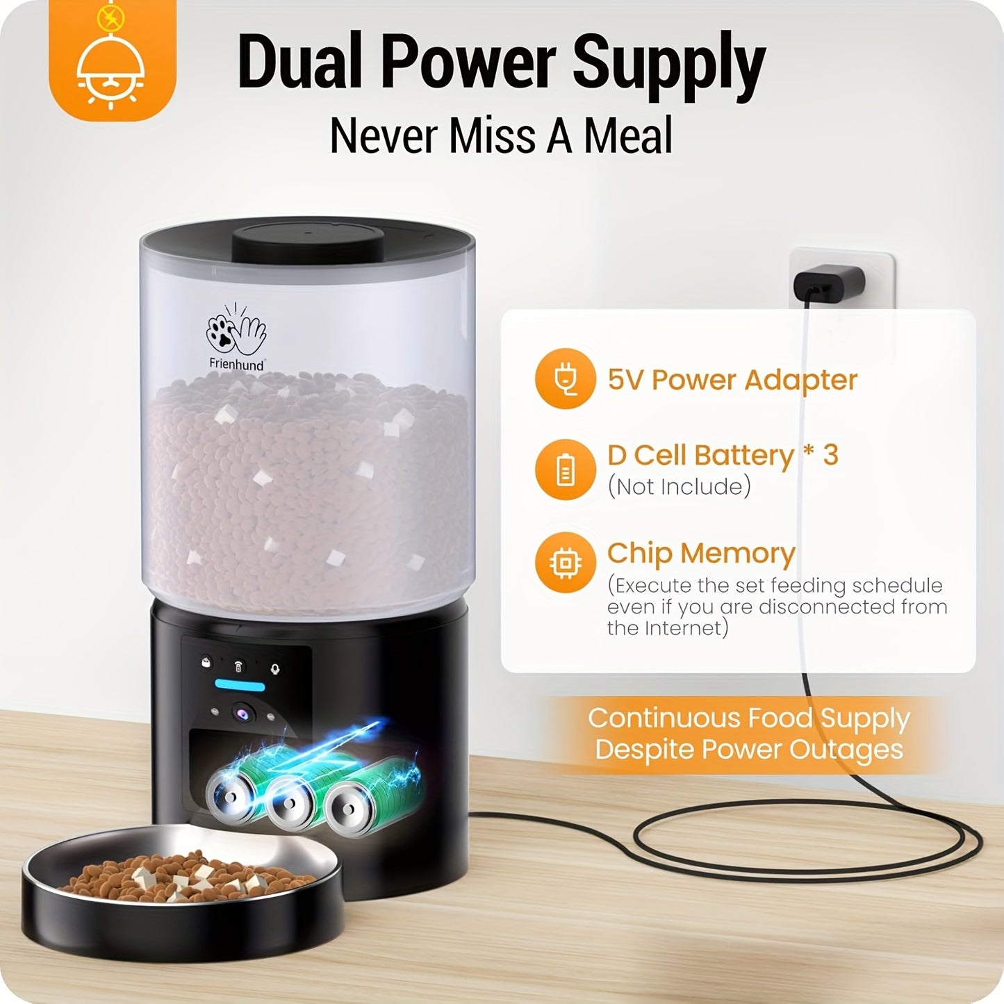 Automatic Cat Feeder 2K HD Camera WiFi Large 1.32 Gal