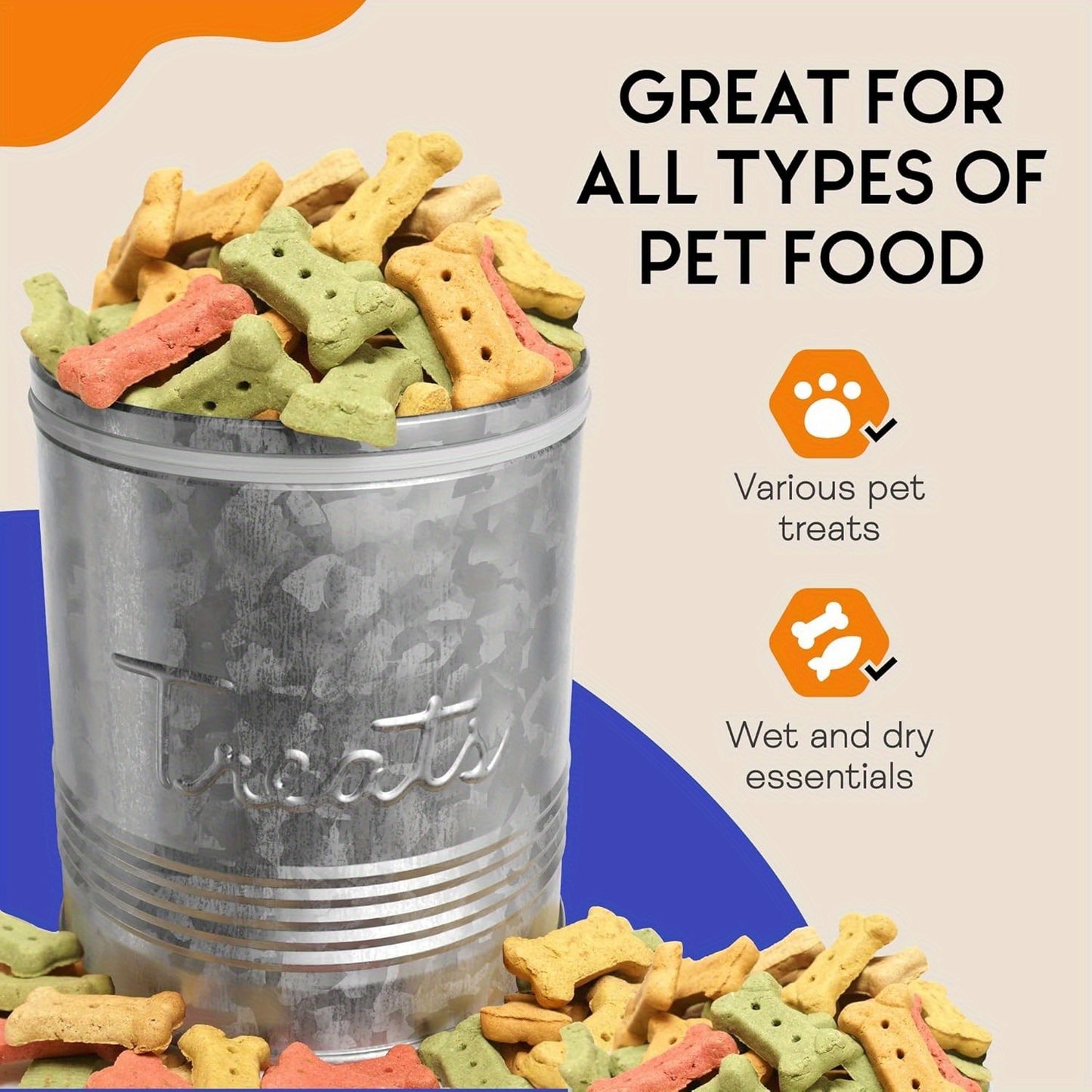 Amici Pet Retro Galvanized Treat Canister 72oz Push Top