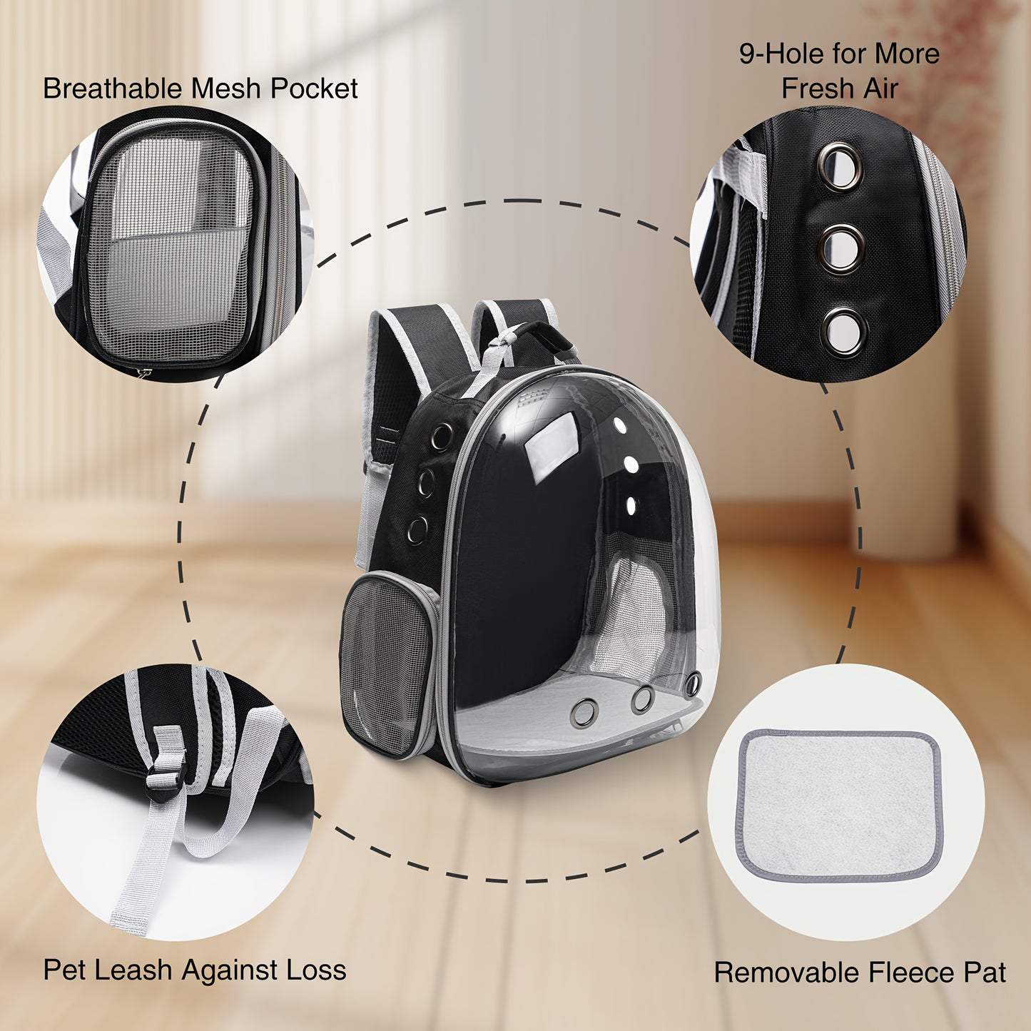 VIVICREATE Cat Backpack Carrier Ventilated Space Capsule Design for Outdoor Travel and Vet Visits