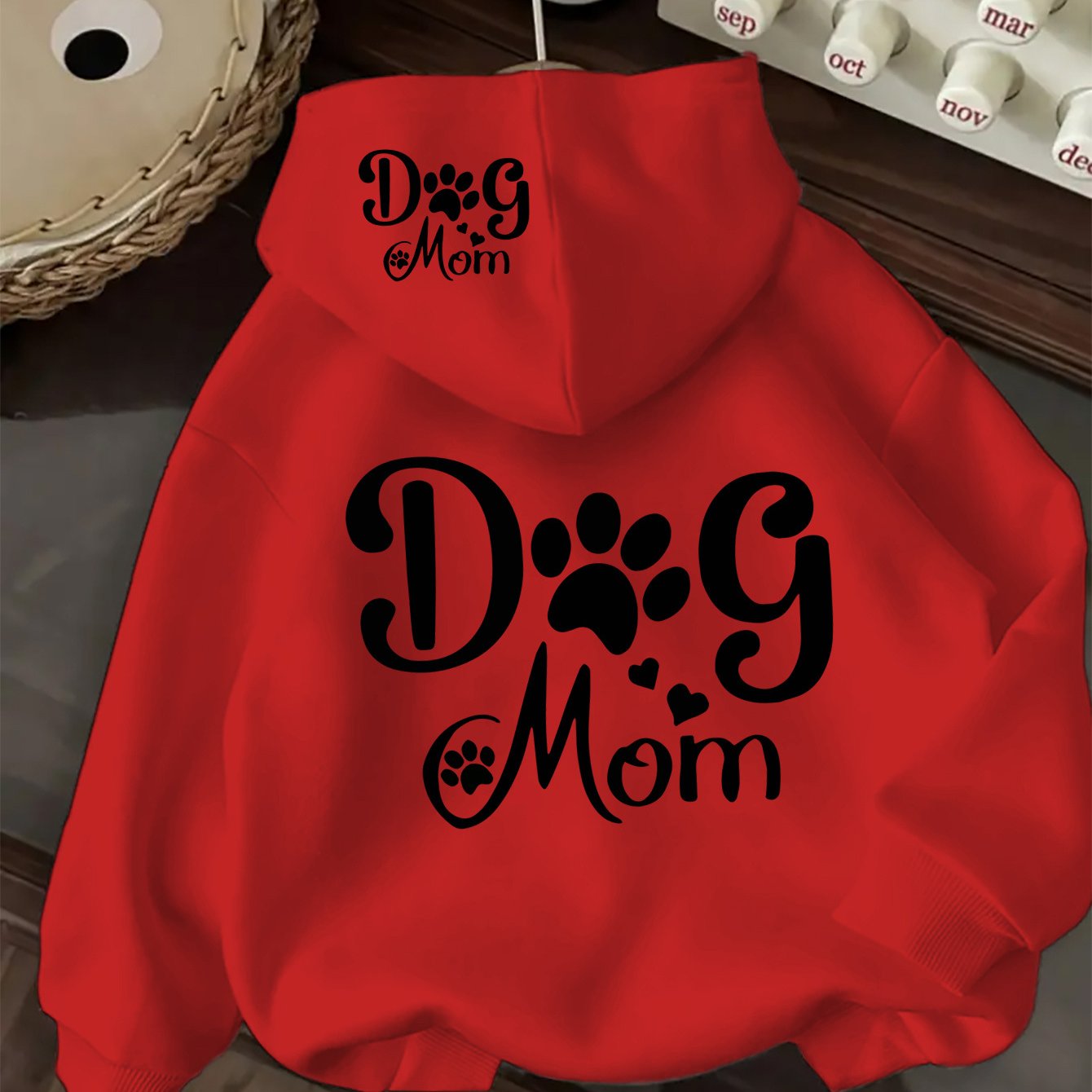 Women's Dog Mom Hoodie Red Cozy Sweatshirt with Pocket Perfect for Fall and Winter